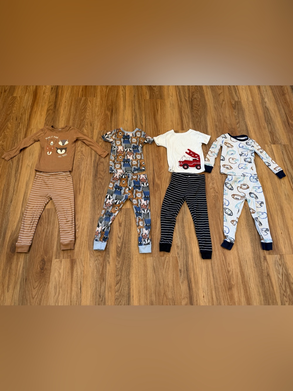 Carter’s Boys 4T Pajama Lot Fox Firetruck Football Sleepwear